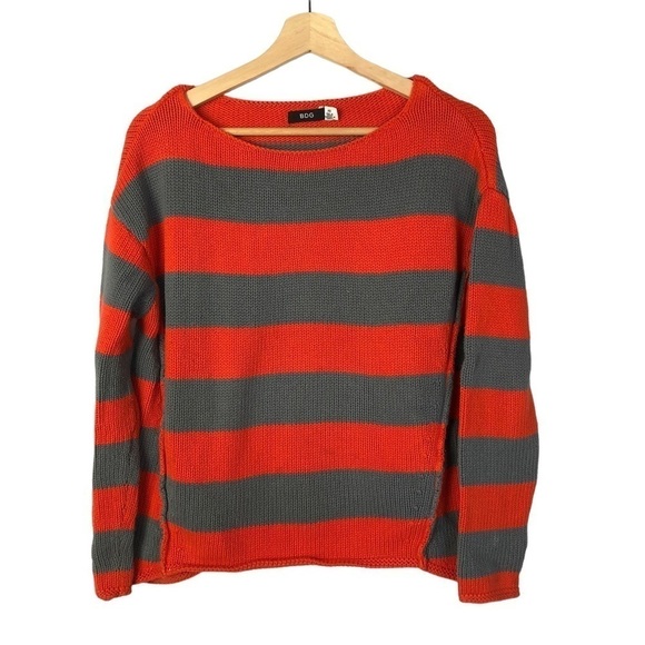 Urban Outfitters UO BDG Red & Gray Stripe Knit Sweater XS - Picture 1 of 3